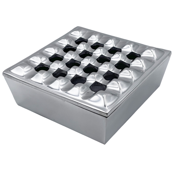 Polished Metal Grid Cigar Ashtray