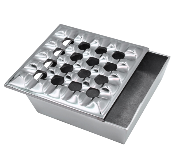 Polished Metal Grid Cigar Ashtray