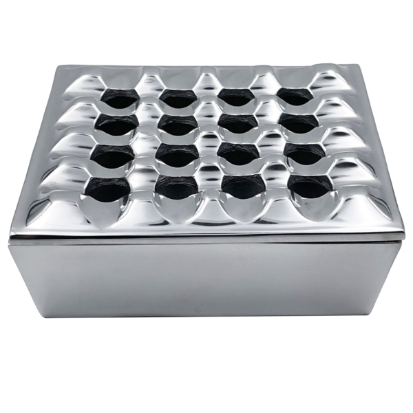Polished Metal Grid Cigar Ashtray