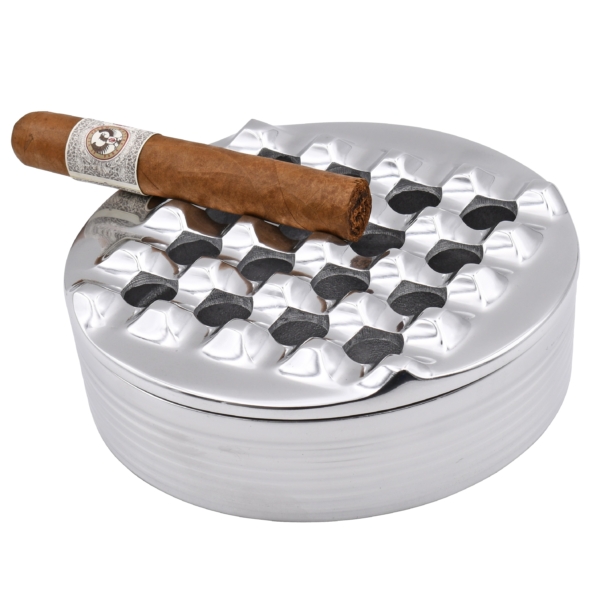 Polished Metal Round Cigar Ashtray