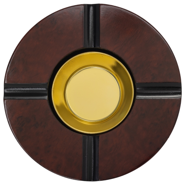 Four Cigar Round Wooden Ashtray