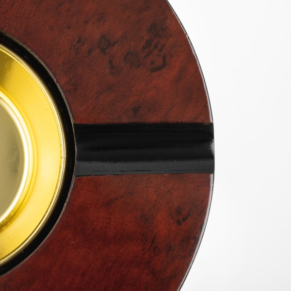 Four Cigar Round Wooden Ashtray